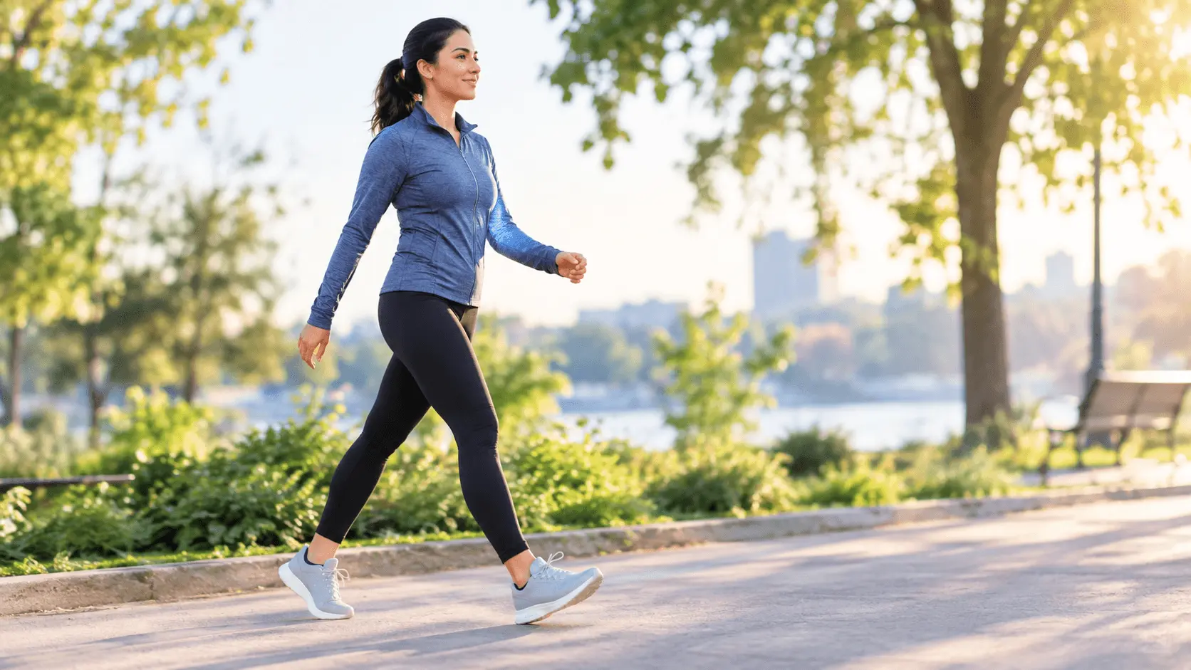 Walking 30 minutes a day, person walking outdoors on a path