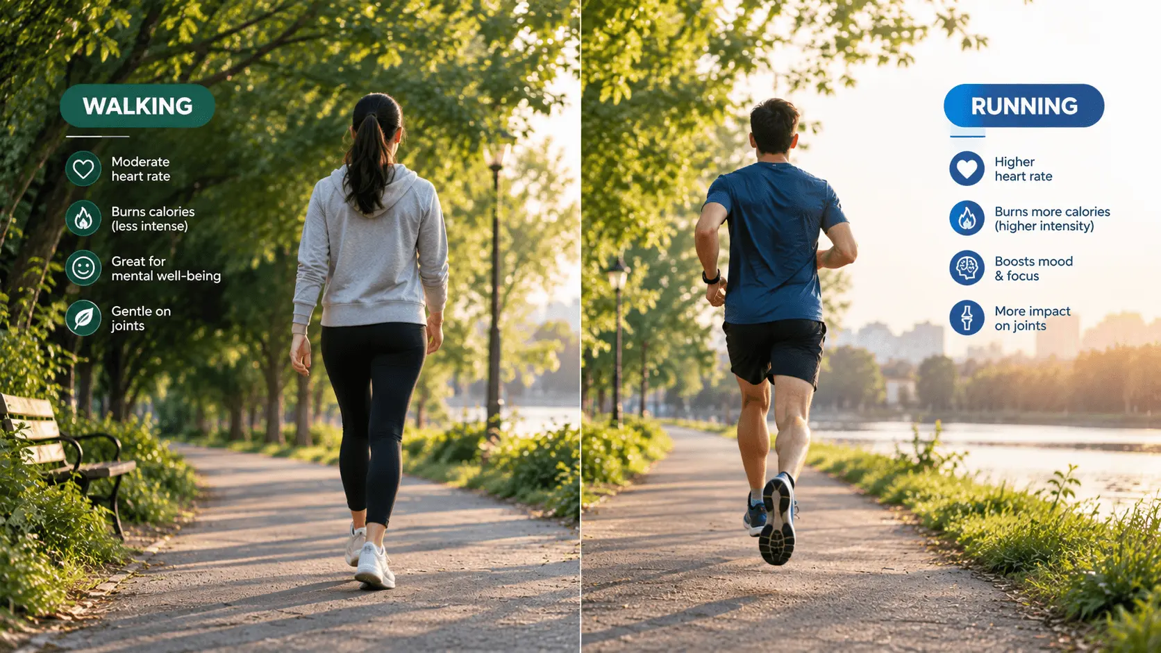 Walking vs. running comparison