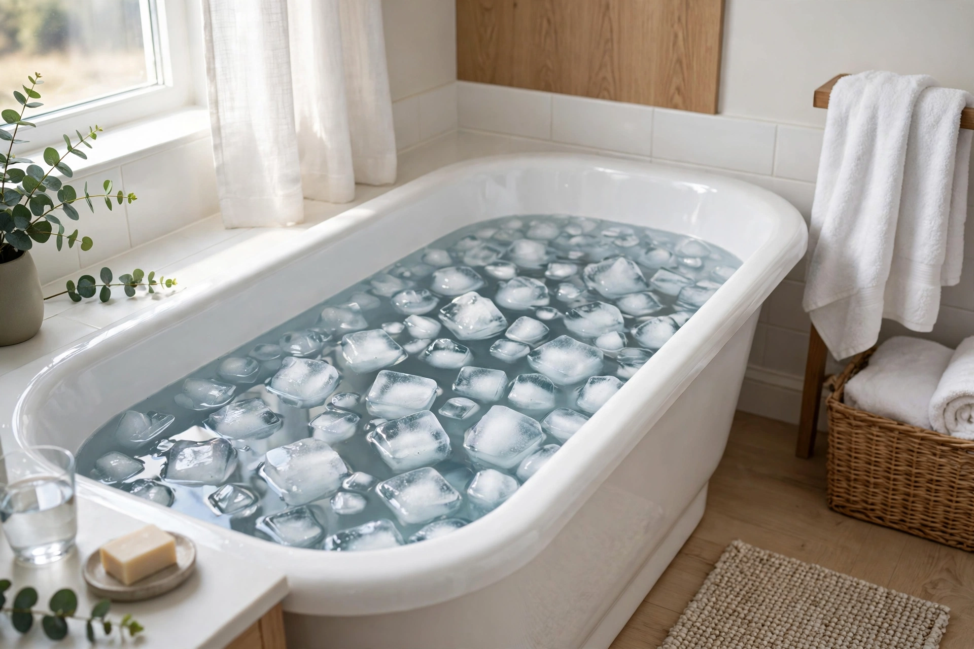 Home ice bath setup for a cold plunge