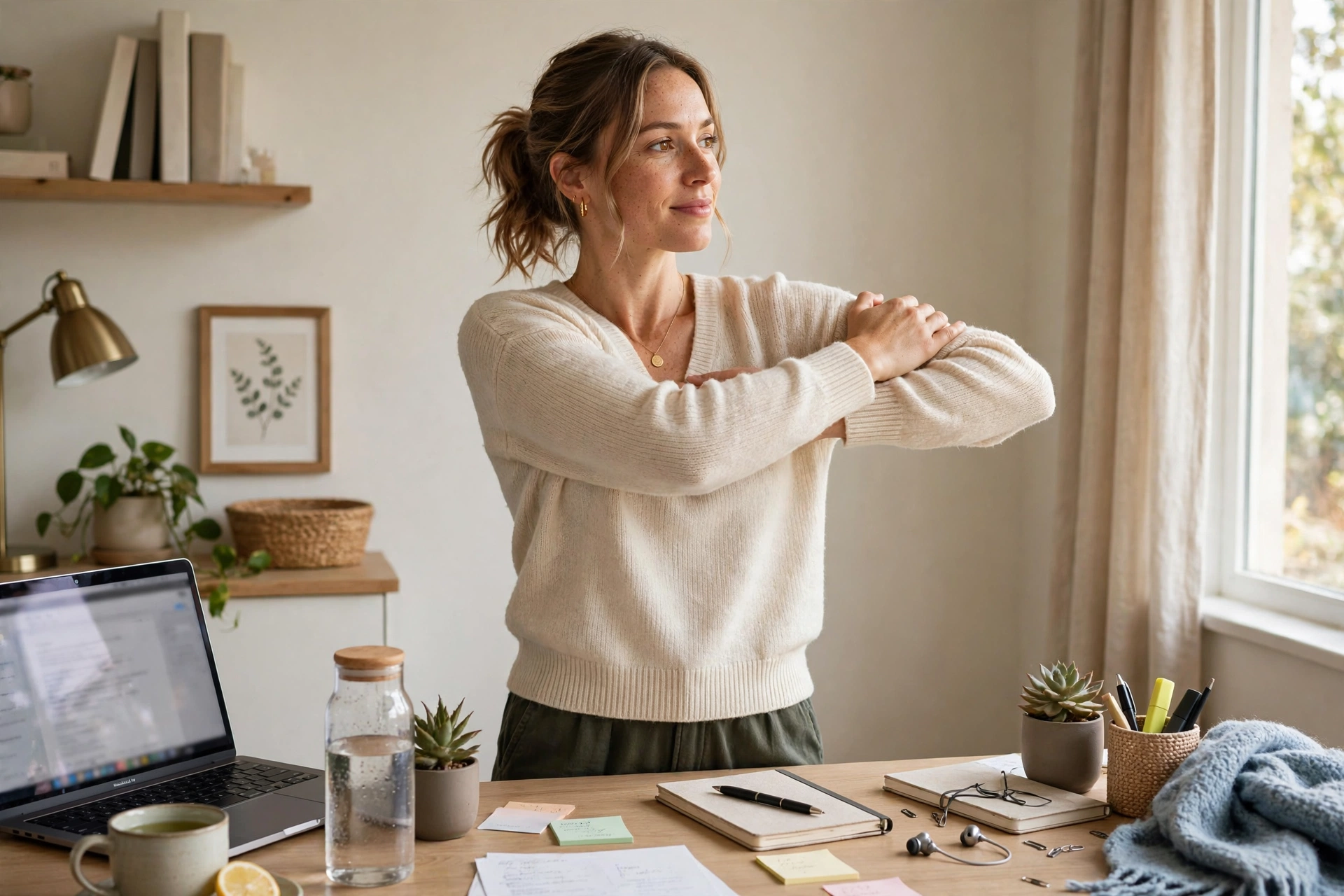 stretching for beginners desk stretch
